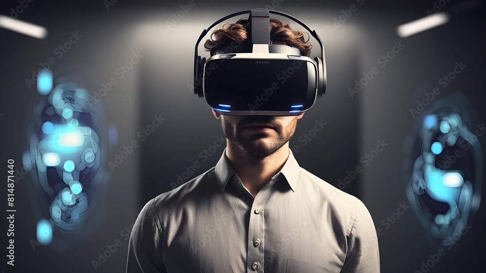 People wearing VR glasses, Generative AI People wearing VR glasses, Generative AI