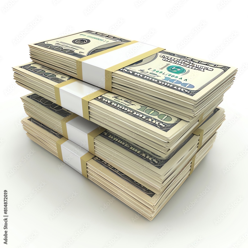 Pile of dollars isolated on white background. 3D
Pile of dollars isolated on white background. 3D