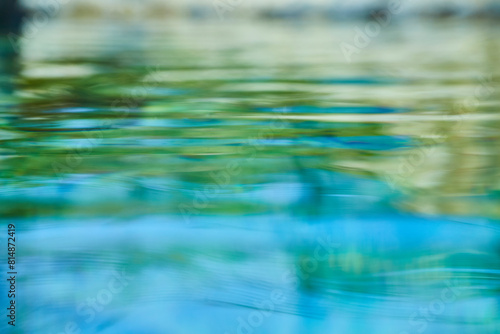 Abstract Water Reflections with Blue and Green Hues, Eye-Level View