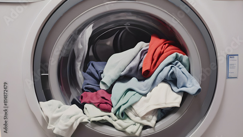 Dirty laundry thrown into the washing machine, Generative AI
