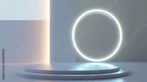 A white circular object is in the center of a white background