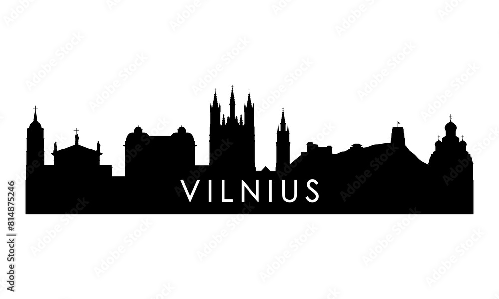 Obraz premium Vilnius skyline silhouette. Black Vilnius city design isolated on white background.