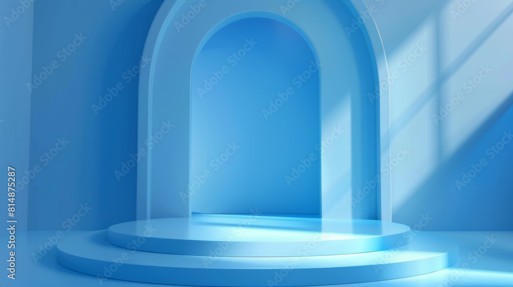 A blue archway with a blue background