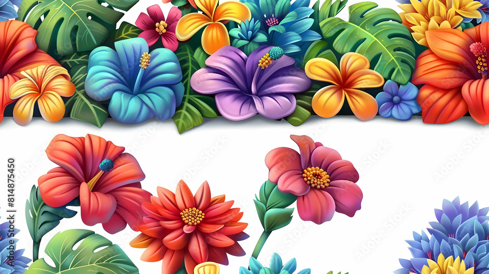 Exotic Flower Display Tiles: Capturing Vibrant Colors and Intricate Patterns in Flat Design Concept