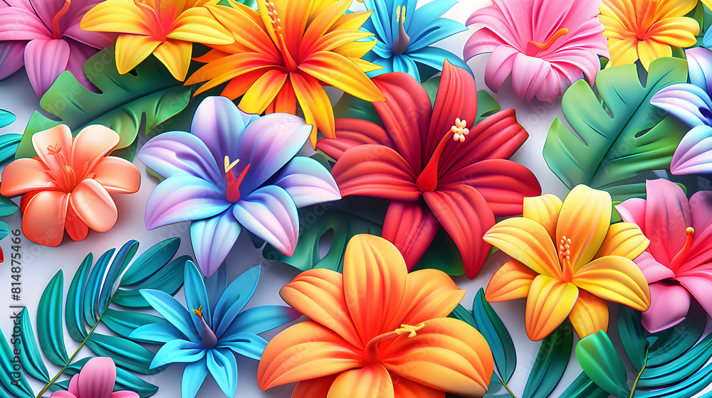 Exotic Flower Display Tiles: Capturing Festival Blooms in Vibrant Isometric Scenes Exotic Flower Display Tiles: Capturing Festival Blooms in Vibrant Isometric Scenes