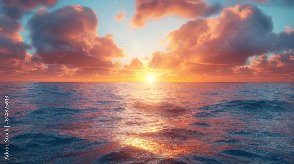 Illustration of Sunset Over the Sea Illustration of Sunset Over the Sea
