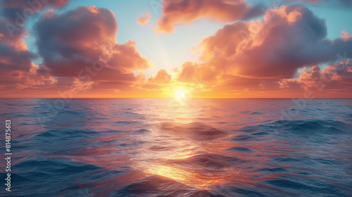 Illustration of Sunset Over the Sea