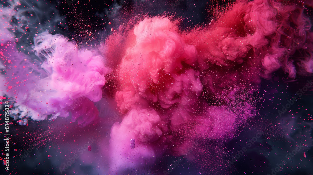 A colorful cloud of smoke with pink and purple hues