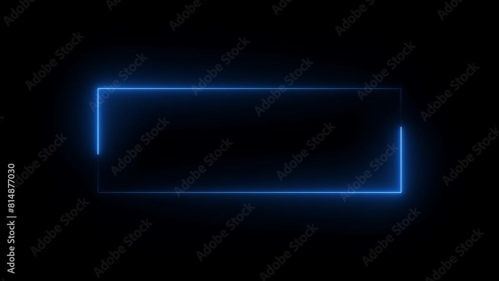 Neon glowing square frame on black background. Neon glowing square frame on black background.