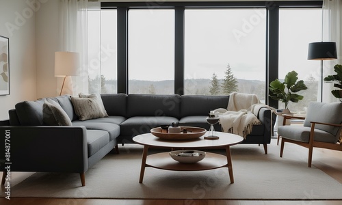 Chic Scandinavian Living  Cozy Room with Light-Dark Contrasts  Iconic Furniture  Natural Light