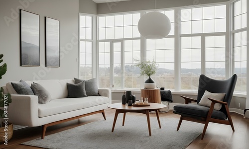 Modern Scandinavian Style Cozy Living Room  Light-Dark Contrasts  Iconic Furniture