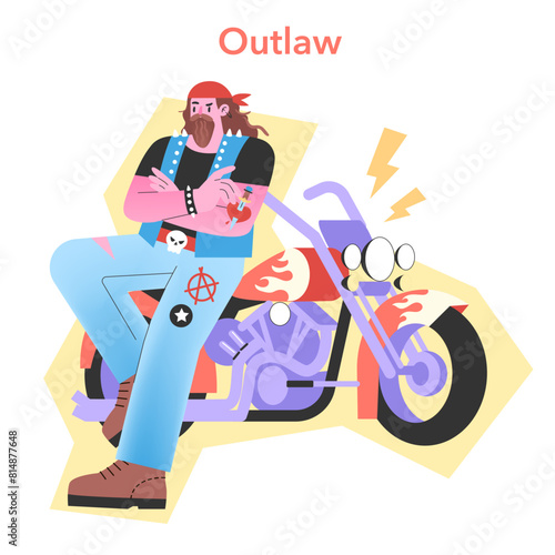 Outlaw Archetype illustration. Edgy and bold vector design.