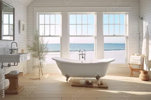 Luxurious Coastal Bathroom with Ocean View