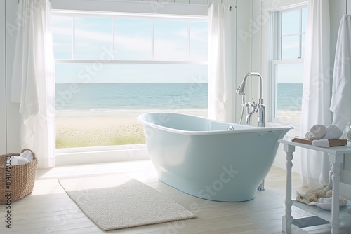 Luxurious Coastal Bathroom with Ocean View