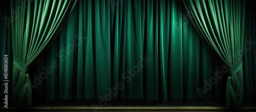 The background of the theater curtain is green with ample space for images