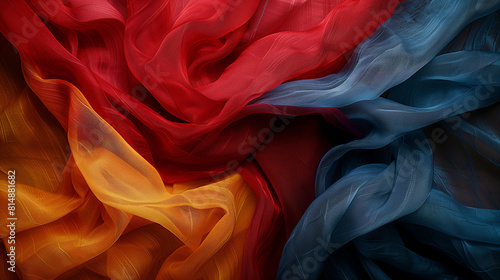 Flowing Fabrics in Deep Red and Vibrant Tapestry photo