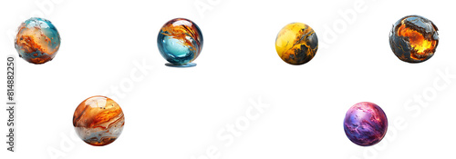 set of colorful earth globe isolated on a transparent background with the illustration style