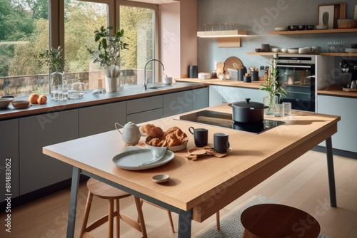 Modern Scandinavian Kitchen with Urban View