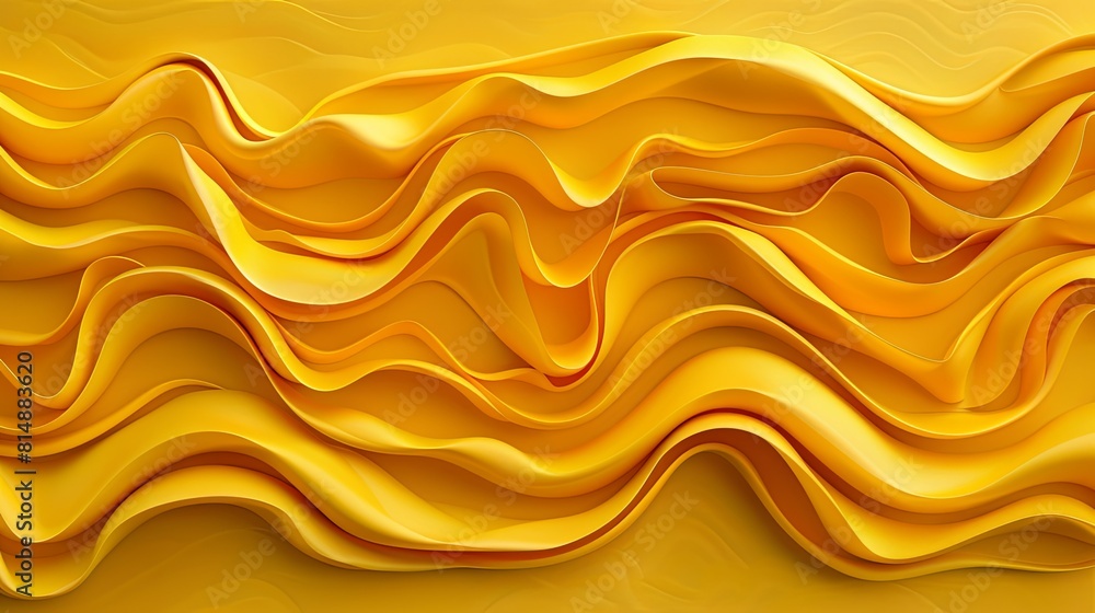 Obraz premium Abstract yellow wavy folds of satin fabric.