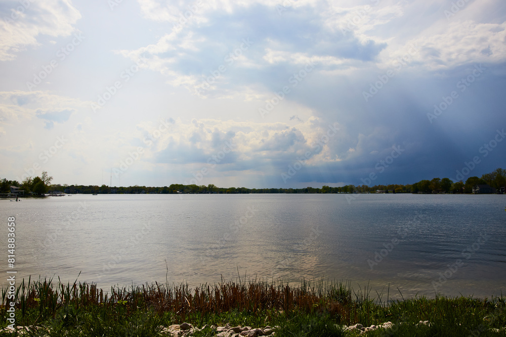 Tranquil Lake and Approaching Storm at Winona Lake, Eye-Level View Tranquil Lake and Approaching Storm at Winona Lake, Eye-Level View