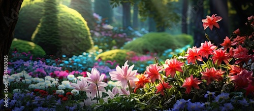 Wallpaper Mural Copy space image featuring flowers in a vibrant garden setting Torontodigital.ca