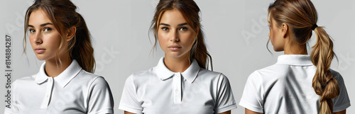 Woman in Polo Tee Shirt Mockup