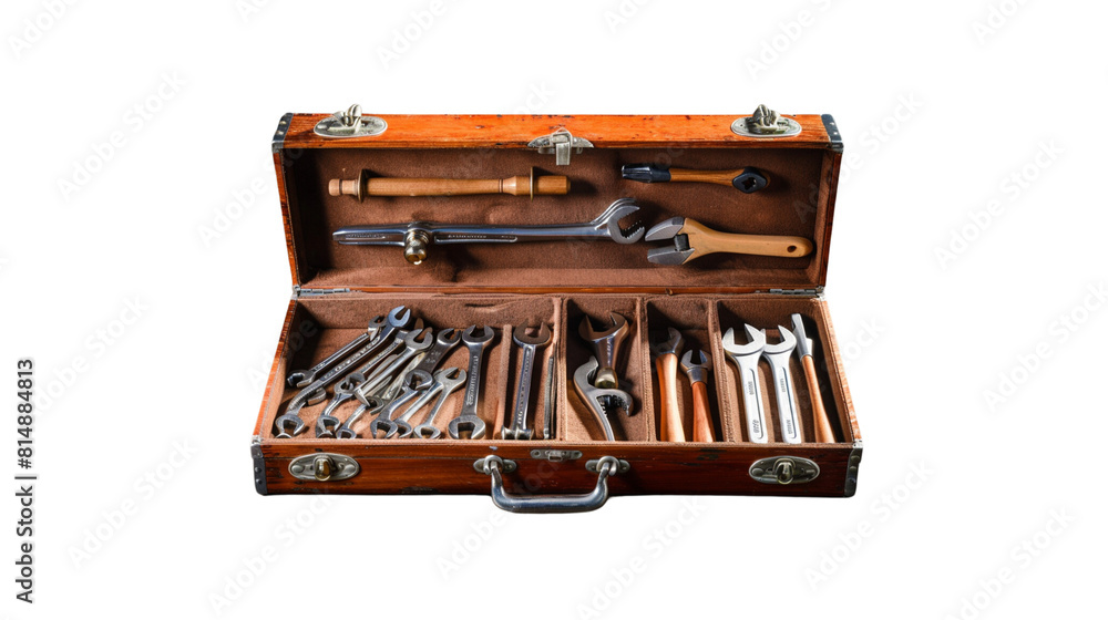 Toolbox containing hammer, screwdriver, pliers, wrench Toolbox containing hammer, screwdriver, pliers, wrench