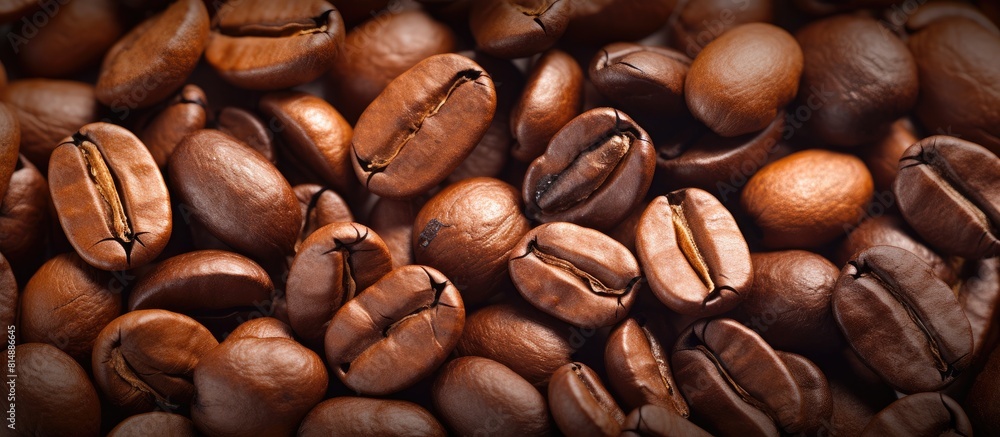 A photo showing a close up of coffee beans with ample empty space around the image A photo showing a close up of coffee beans with ample empty space around the image