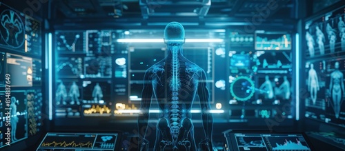 Futuristic X Ray Anatomy Visualization Amidst Advanced Technological Infrastructure