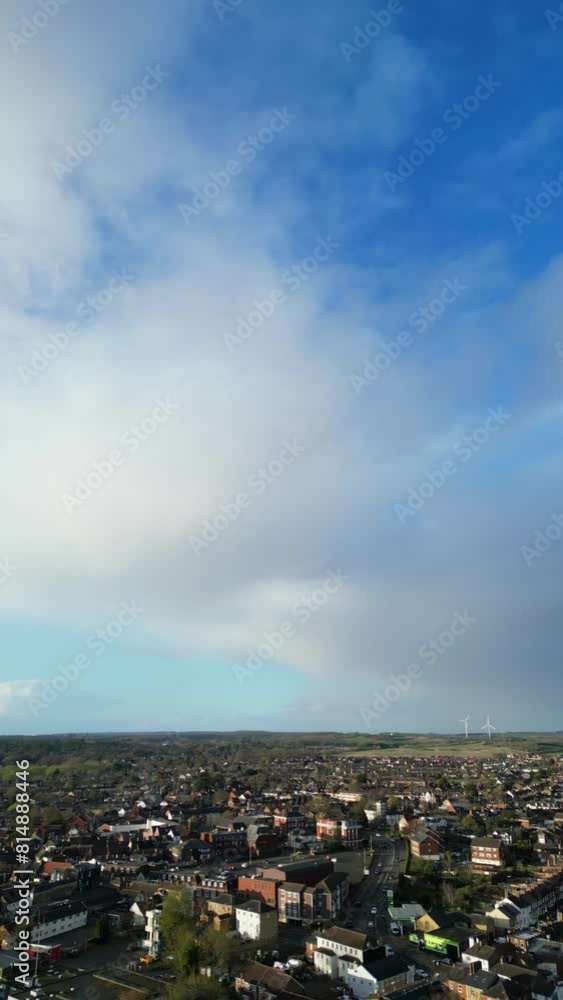 High Angle View of Leighton Buzzard Town of England United Kingdom during Cloudy and Windy Day. March 29th, 2024 High Angle View of Leighton Buzzard Town of England United Kingdom during Cloudy and Windy Day. March 29th, 2024