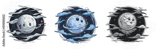 Spooky moon over the landscape with twisted trees, Generative AI