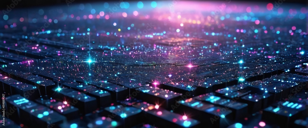 Obraz premium An abstract digital background with binary code and AI algorithms running in the background