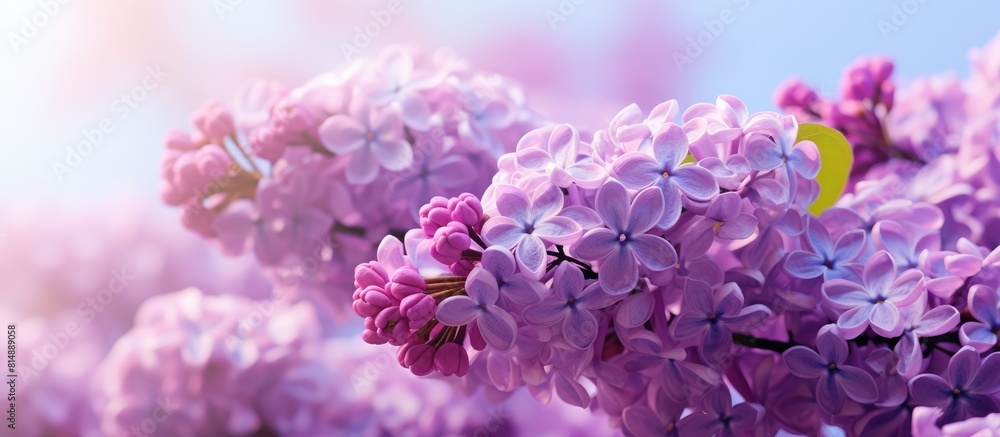 A stunning copy space image capturing the vibrant lilac flowers in full bloom at a close up perspective A stunning copy space image capturing the vibrant lilac flowers in full bloom at a close up perspective