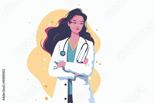 Doctor illustration. Woman doctor on a white background. Medical worker.