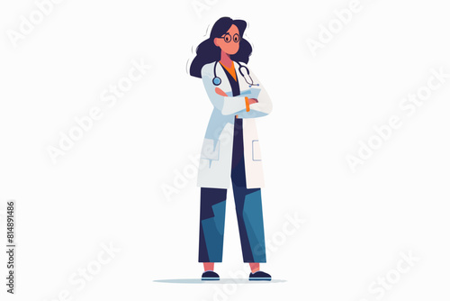 Doctor illustration. Woman doctor on a white background. Medical worker.