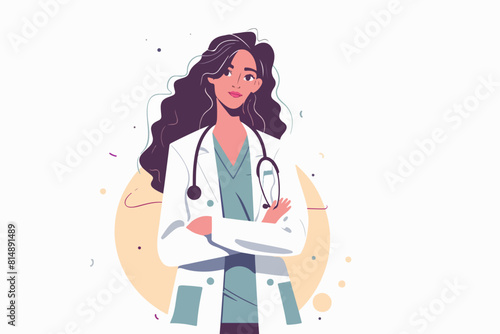 Doctor illustration. Woman doctor on a white background. Medical worker.