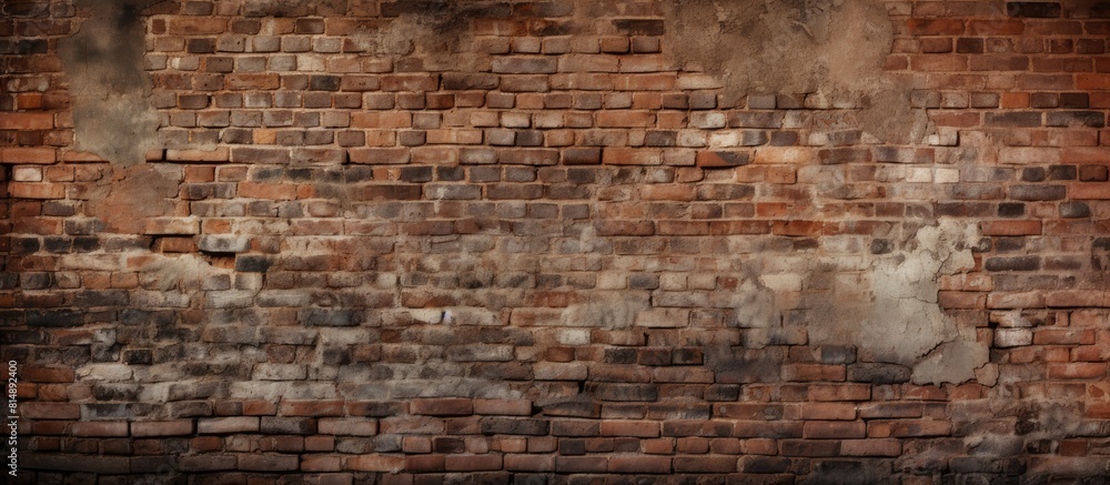 The weathered brick wall provides a rustic backdrop while the surrounding area offers ample copy space for an image The weathered brick wall provides a rustic backdrop while the surrounding area offers ample copy space for an image