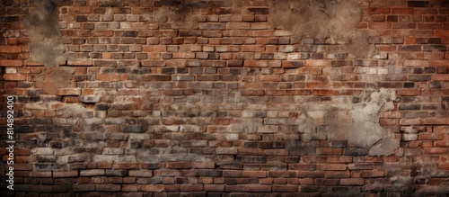 The weathered brick wall provides a rustic backdrop while the surrounding area offers ample copy space for an image