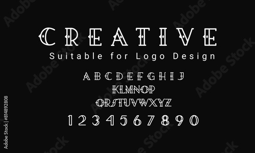 Minimalistic font for logo design,Luxury vector typeface for company font letter set.Decorative condensed display font vector