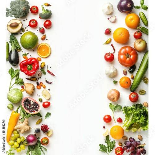 Assortment of healthy organic fruits on banner template with copy space