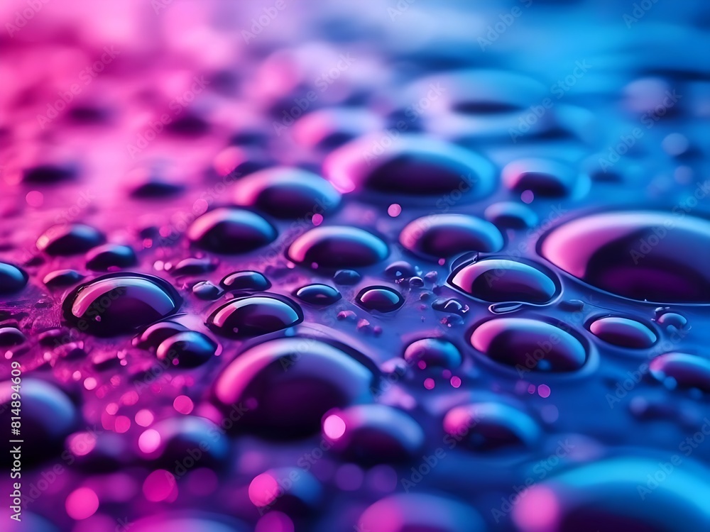 Mesmerizing Harmony of Vibrant Pink, Blue, and Purple Water Drops Blending Smoothly in a Captivating Background