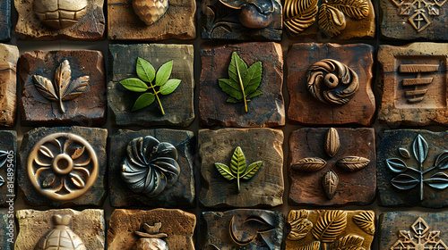 Eco Warriors Emblem Tiles: Celebrating Champions of the Zero Waste Movement in Photo Realistic Concept