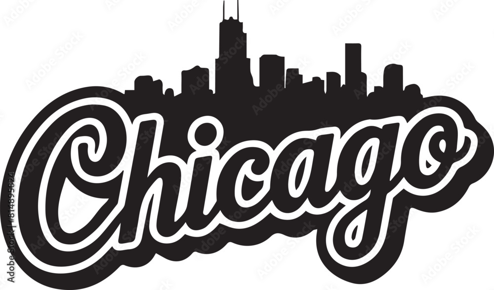 Naklejka premium Chicago Skyline Silhouette