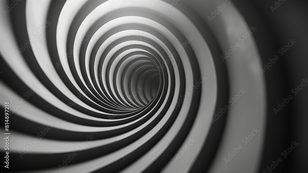 Fototapeta premium Mesmerizing Black and White Hypnotic Spiral Tunnel Illustration, Modern Design Usage and Abstract Art Projects! 8K Wallpaper High-resolution