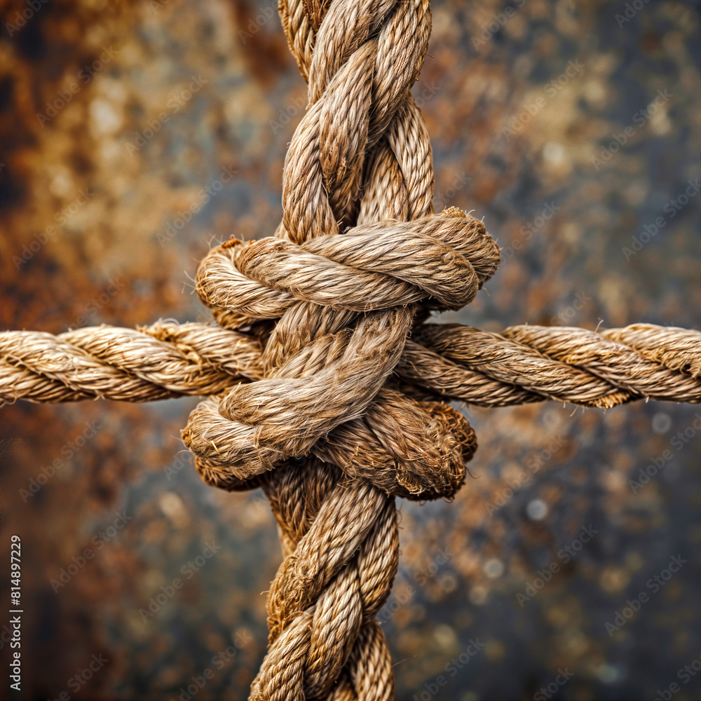 Knotted rope on a grunge background Knotted rope on a grunge background