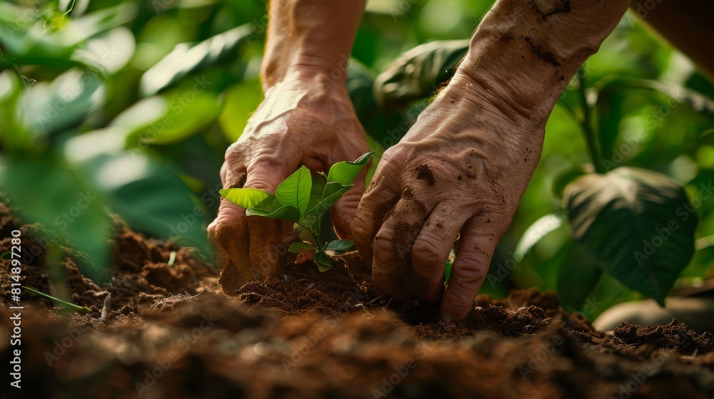 Hands planting a young tree in soil, symbolizing growth, care for the environment, and the importance of conservation efforts. Hands planting a young tree in soil, symbolizing growth, care for the environment, and the importance of conservation efforts.