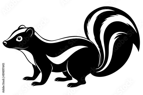  skunk line art silhouette illustration