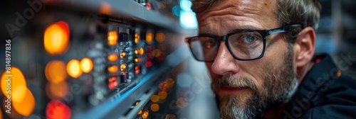 male American engineer working on advancements in renewable energy storage