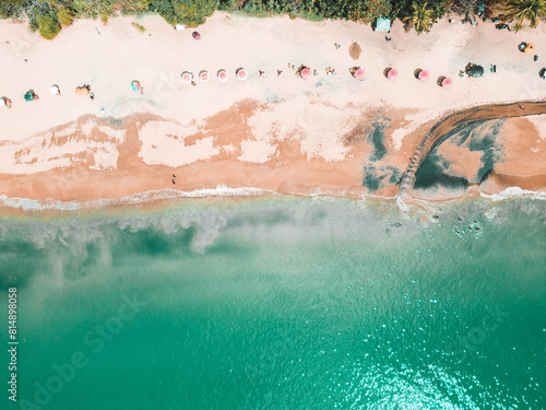 Drone view from the coast of the beach