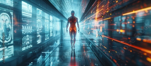 Futuristic Human X Ray with Advanced Hitechnology Backdrop photo
